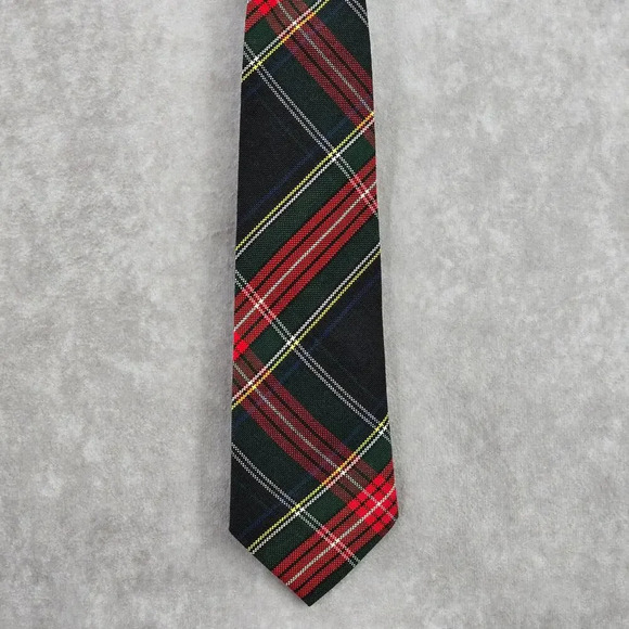 Flynn O'Hara Uniform Red Green Blue Plaid Tartan Adjustable Clip Youth Tie 14 - Picture 8 of 8